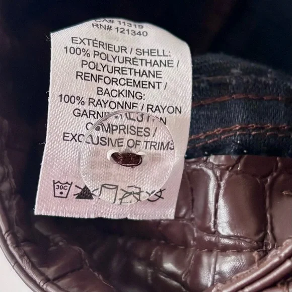 Dynamite| Dark Chocolate Brown Faux Leather Croc Print Straight Leg Pants Sz 6 - Picture 5 of 5